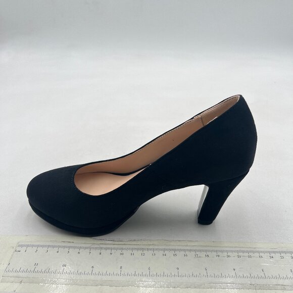 miss left Black Low Platform Chunky High Heel Slip On Round Toe Pump - Picture 2 of 8